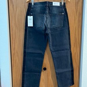 NWT 7 for All mankind Kiki cropped wide leg two tone jeans
